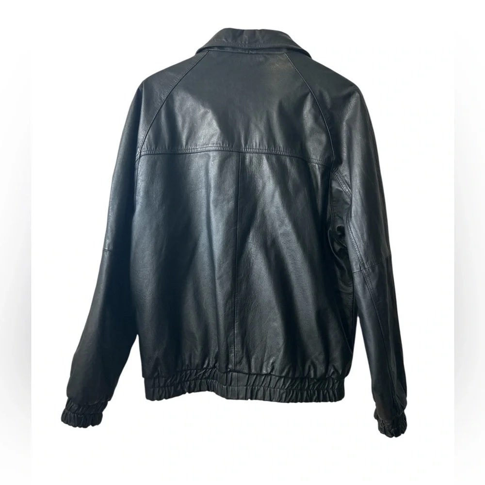 Vintage Black Leather Bomber Jacket Oakton Ltd Leather Collection Men’s Large